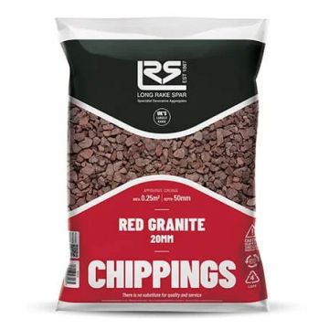 Long Rake Poly Bag Red Granite 20mm