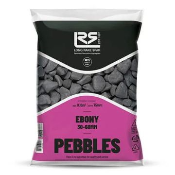 Long Rake Poly Bag Ebony Black Pebbles 15-30mm