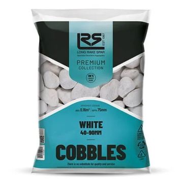 Long Rake Poly Bag White Cobbles 40/90mm