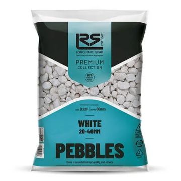 Long Rake Poly Bag White Pebbles 20/40mm