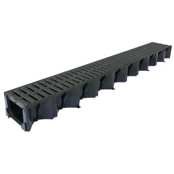 Aco HexDrain Channel Assembly C/W Black Plastic Grating 1000mm A15