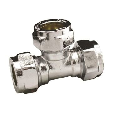 Contract Compression Fitting 15mm Equal Tee Chrome Plated