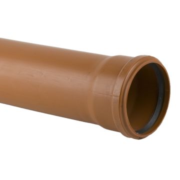 Brett 110mm Underground 3.0m Single Socket Pipe