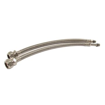 Flexible Tap Connector 12mm Tails 15mm x 300mm Pair