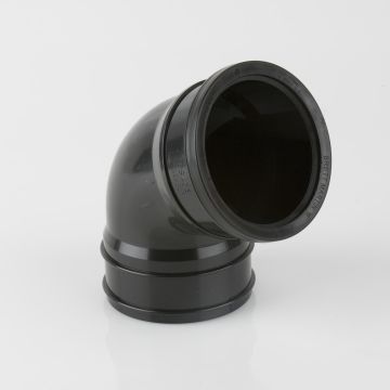 Brett 110mm Pushfit Soil Black 112.5 Deg Ss Top Offset Bend