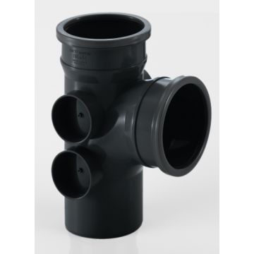 Brett 110mm Pushfit Soil 92.5Deg Ds Branch Black
