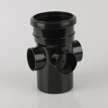 Brett 110mm Pushfit Soil Black Ss Triple Boss Pipe