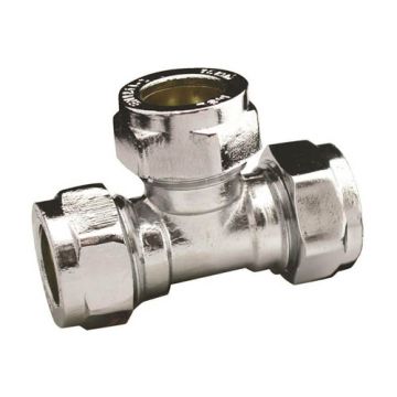 Contract Compression Fitting 28mm Tee Chrome Plated