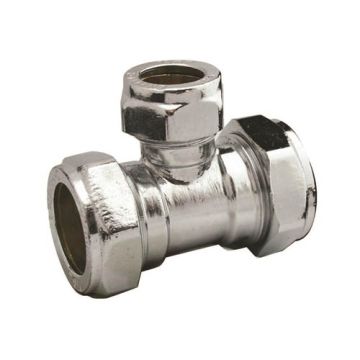 Contract Compression Fitting 28 x 28 x 15 Tee Chrome Plated
