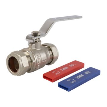Lever Ball Valve Dual Lever (Red/Blue) Full Bore 22mm