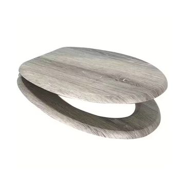 MDF Wood Veneer Universal Toilet Seat  Grey Oak 