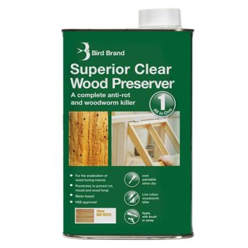 Bird Brand 1Ltr Clear Anti-Rot & Woodworm Killer Complete