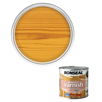Ronseal Diamond Hard Interior Varnish Satin Medium Oak 250ml
