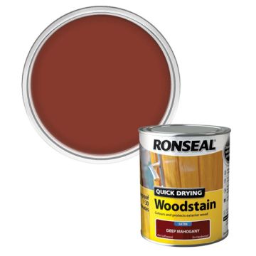 Ronseal Quick Drying Woodstain Satin Deep Mahogany 750ml