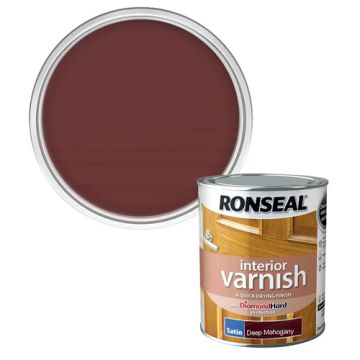 Ronseal Diamond Hard Interior Varnish Satin Deep Mahogany 750ml