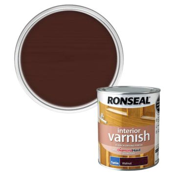Ronseal Diamond Hard Interior Varnish Satin Walnut 750ml