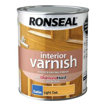 Ronseal Diamond Hard Interior Varnish Satin Light Oak 750ml