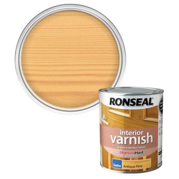 Ronseal Diamond Hard Interior Varnish Satin Antique Pine 750ml