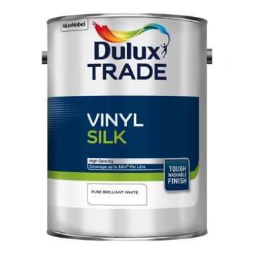 Dulux Trade Vinyl Silk Pure Brilliant White 5Ltr