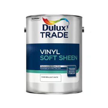 Dulux Trade Vinyl Soft Sheen Pure Brilliant White 5Ltr