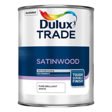 Dulux Trade Satinwood Pure Brilliant White 1Ltr