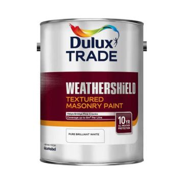 Dulux Trade Weathershield Text Masonry Brilliant White 5Ltr