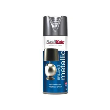 Plastikote Brilliant Metallic Silver Areosol 400ml PKT161 