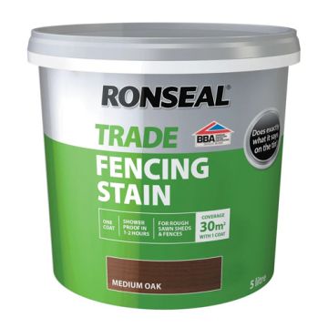 Ronseal Fencing Stain Medium Oak 5Ltr 
