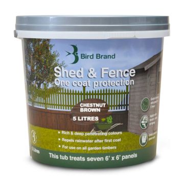 Bird Brand Shed & Fence One Coat Protection 5 litre Chestnut Brown