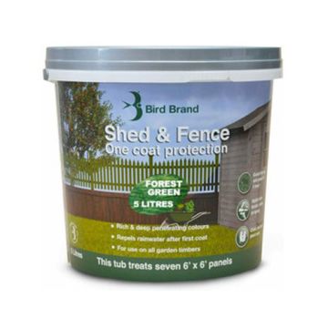 Bird Brand Shed & Fence One Coat Protection 5 litre Forest Green