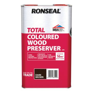 Ronseal Total Wood Preserver Dark Brown 5Ltr