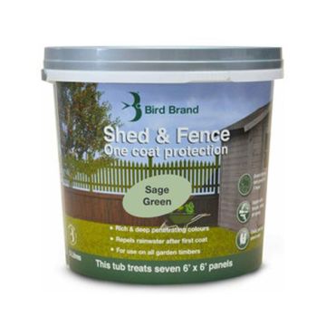 Bird Brand Shed & Fence One Coat Protection 5 litre Feature Colour Sage Green