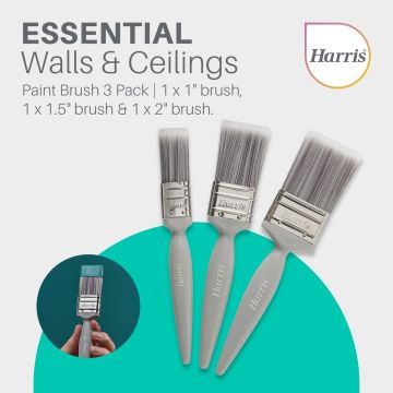 Harris Essentials Wall & Ceilings Paint Brush Set 3Pk