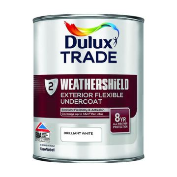 Dulux Trade Weathershield Quick Drying Exterior Flexible Undercoat White 1ltr