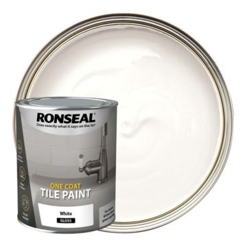 Ronseal One Coat Tile Paint White Gloss 750ml W/B