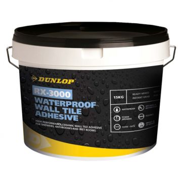 Dunlop RX-3000 Waterproof Wall Tile Adhesive 5kg 