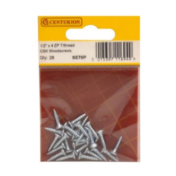 Centurion 1/2" x 4 TT ZP C/Sunk Screws Pack 28 
