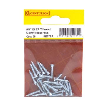 Centurion 5/8" x 4 TT ZP C/Sunk Screws Pack 28