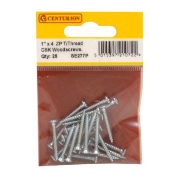 Centurion 1" x 4 TT ZP C/Sunk Screws Pack 25 S