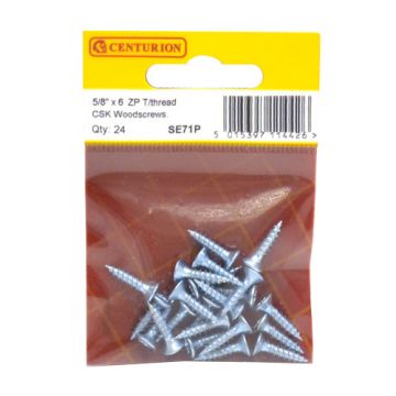 Centurion 5/8" x 6 TT ZP C/Sunk Screws Pack 24 