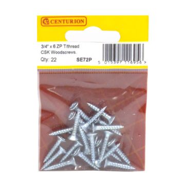 Centurion 3/4" x 6 TTZP C/Sunk Screws Pack 22 