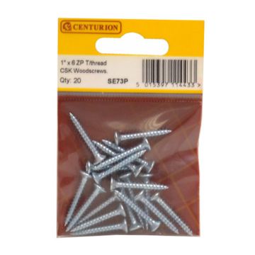 Centurion 1" x 6 TTZP C/Sunk Screws Pack 20 