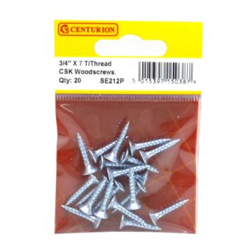 Centurion 3/4" x 7 TTZP C/Sunk Screws Pack 20 