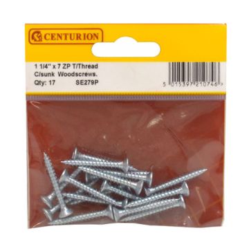 Centurion 1 1/4" x 7 TTZP C/Sunk Screws Pack 17 
