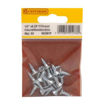 Centurion 1/2" x 8 TTZP C/Sunk Screws Pack 22 