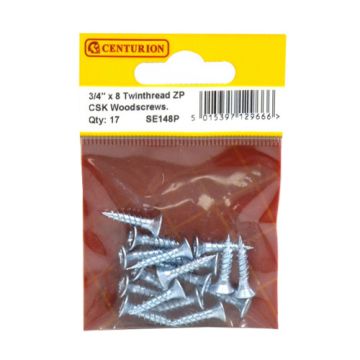 Centurion 3/4" x 8 TTZP C/Sunk Screws Pack 17 