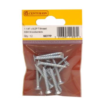 Centurion 1 1/4" x 8 TTZP C/Sunk Screws Pack 12 