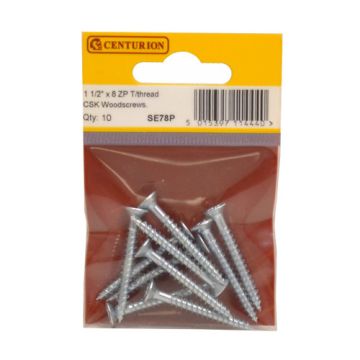 Centurion 1 1/2" x 8 TTZP C/Sunk Screws Pack 10 
