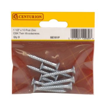 Centurion 1 1/2" x 10 TTZP C/Sunk Screws Pack 9 