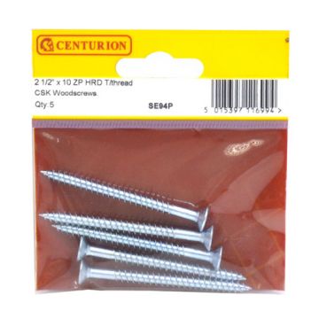Centurion 2 1/2 "x 10 ZPTT Crcs Screws Pack 5